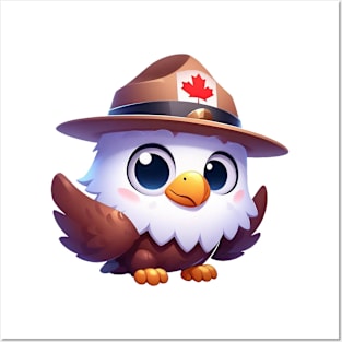 Cute Canadian Mountie Eagle Illustration Posters and Art